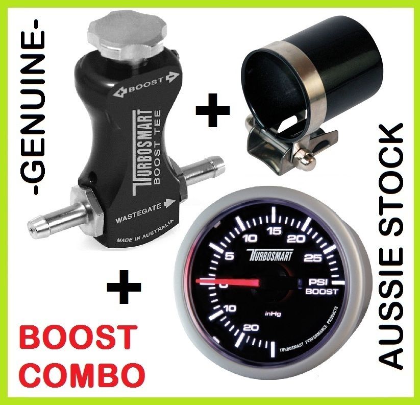 TURBOSMART Boost Tee Black Turbo Boost Controller + 52mm Gauge + Mounting Cup