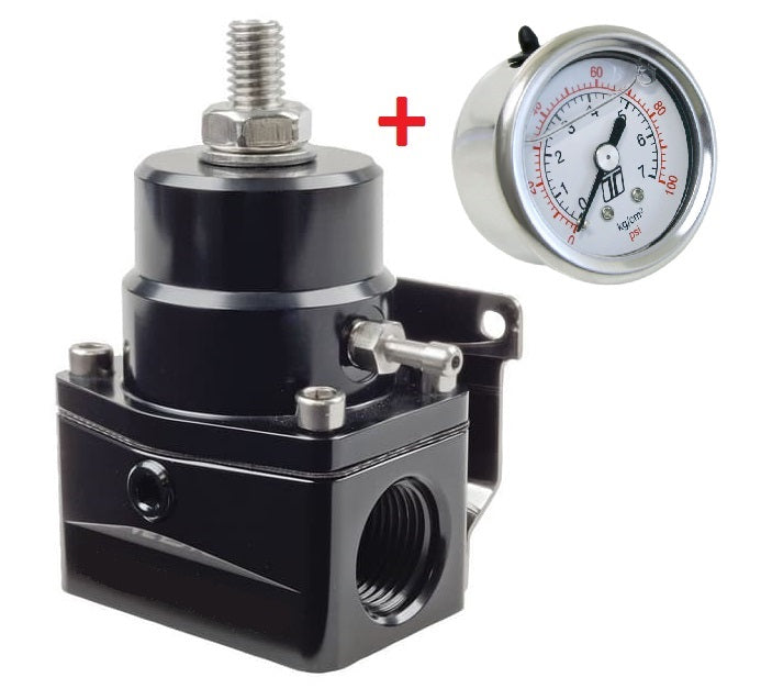 EFI Adjustable Fuel Pressure Regulator 3x AN-6 ports+ Turbosmart Gauge