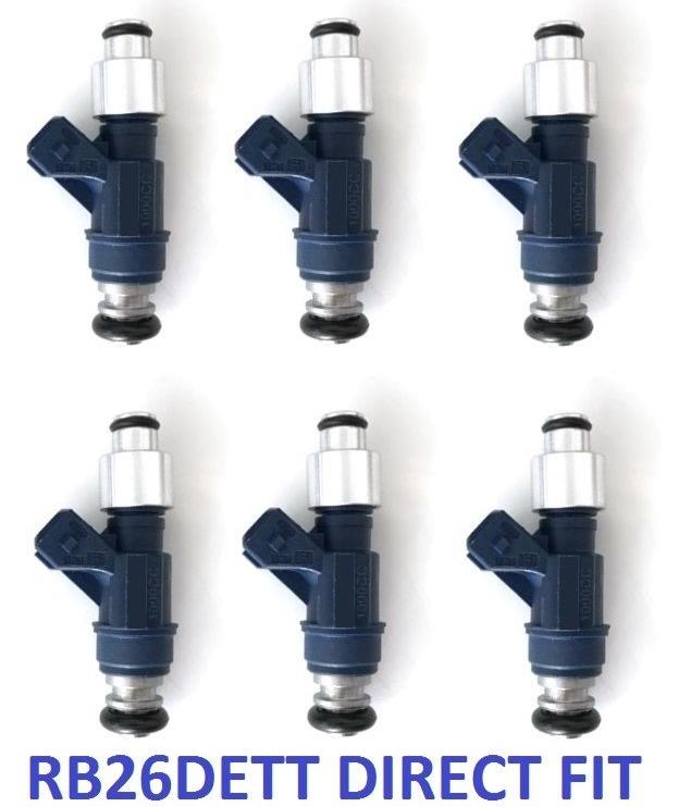 Set 6 650cc Fuel injectors for R32 R33 R34 RB26DETT Stock rail ASNU BO ...