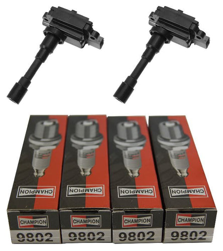 4 x Genuine Iridium Spark Plugs + 2 x Ignition Coils for Suzuki Grand V