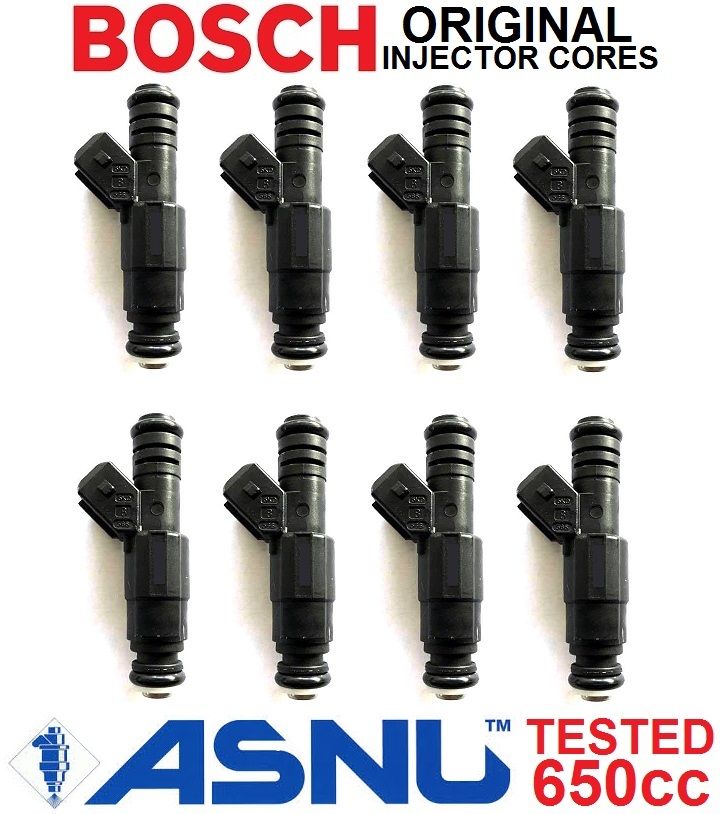 BOSCH 650cc Fuel Injectors x 8 for LS1 HSV Gen 3 XR8 VN>Z 60lb 62lb 65lb EV1 E85