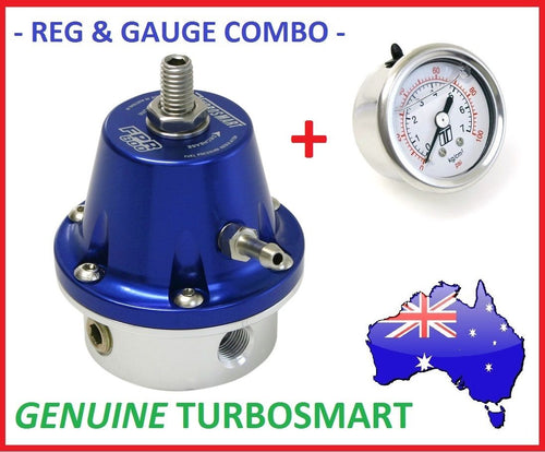 Genuine TURBOSMART Blue FPR-800 Fuel Pressure Reg Regulator 1/8 NPT + Gauge
