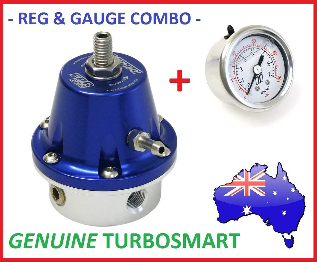 Genuine TURBOSMART Blue FPR-800 Fuel Pressure Reg Regulator 1/8 NPT + Gauge