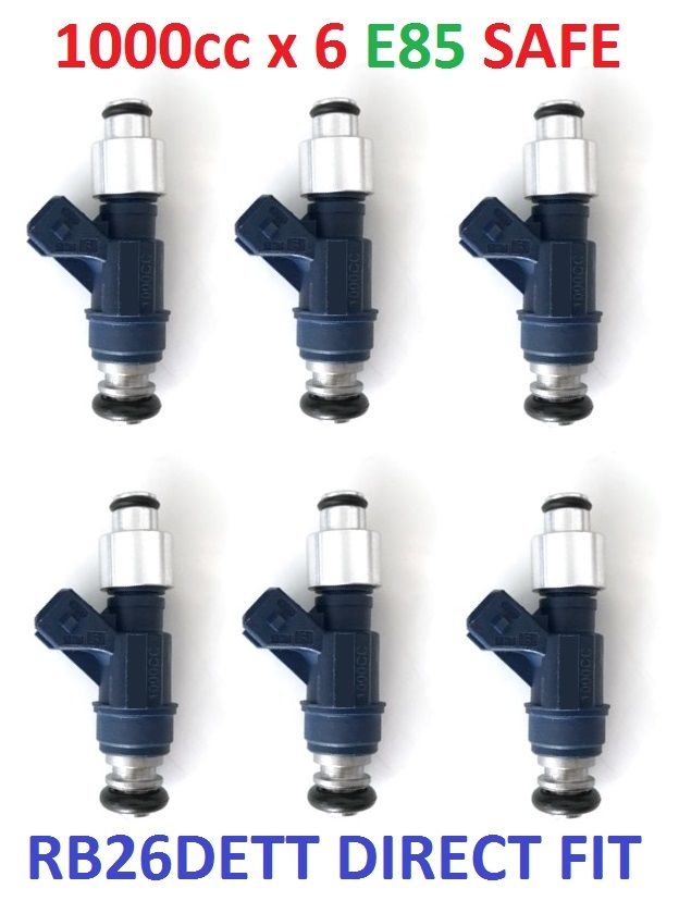 Set 6 1000cc Fuel injectors for R32 R33 R34 RB26DETT Stock rail ASNU BOSCH E85