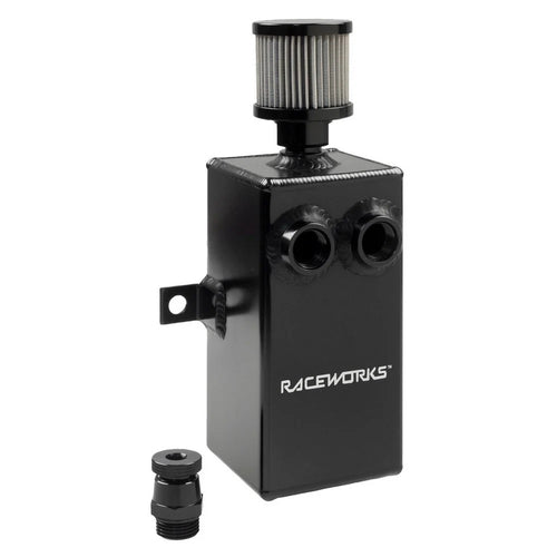 Raceworks 1L Baffled Oil Catch Can Tank With Breather and Drain Tap