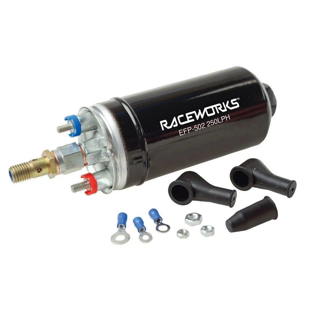 Raceworks 250LPH 5 BAR 310LPH External Fuel Pump EFP-502 Raceworks 250LPH 5 BAR 310LPH External Fuel Pump EFP-502